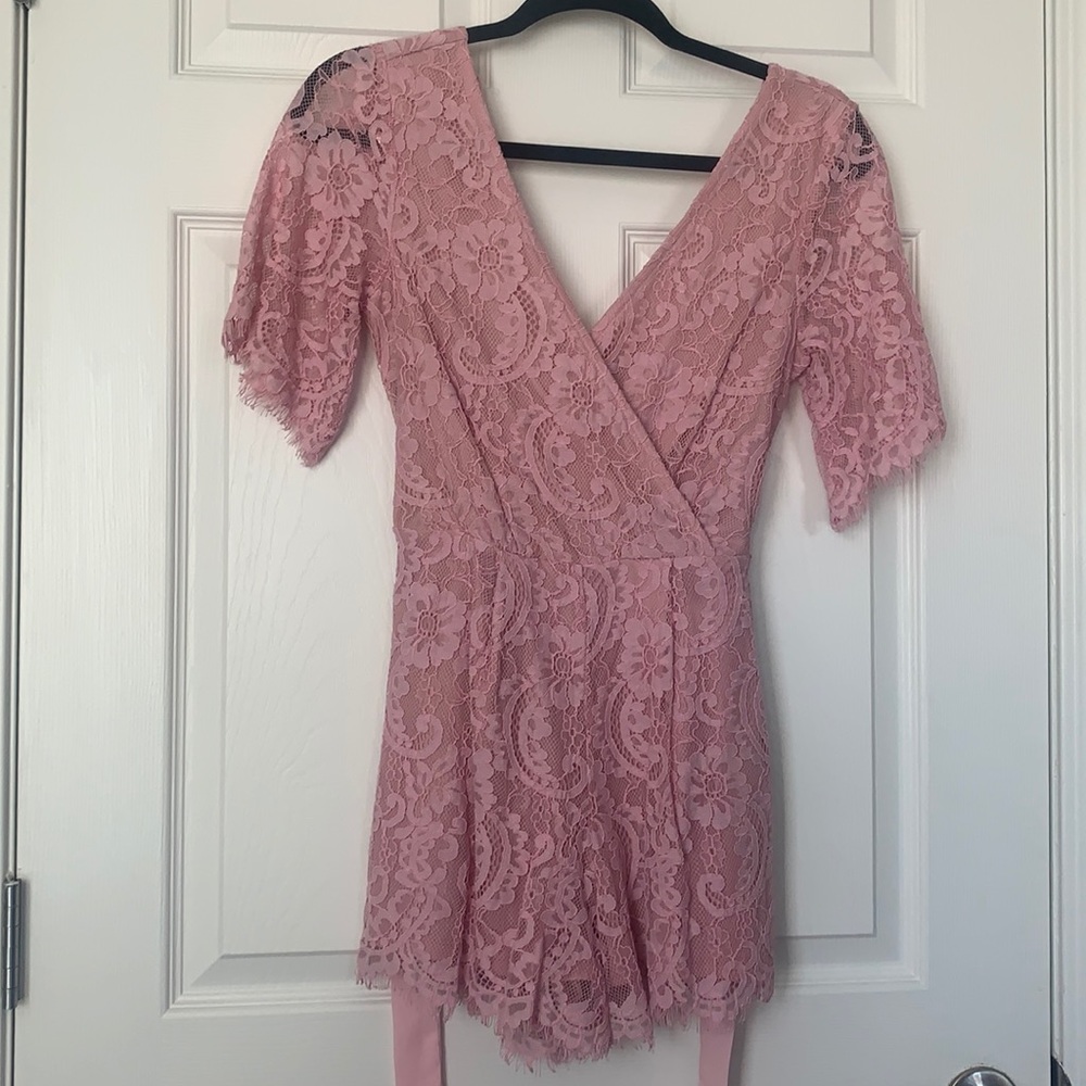 Pink lace romper